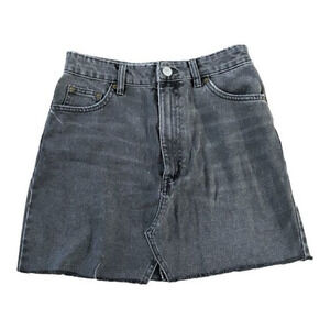 ZARA Distressed Denim Skirt Washed Black‎ Size Medium